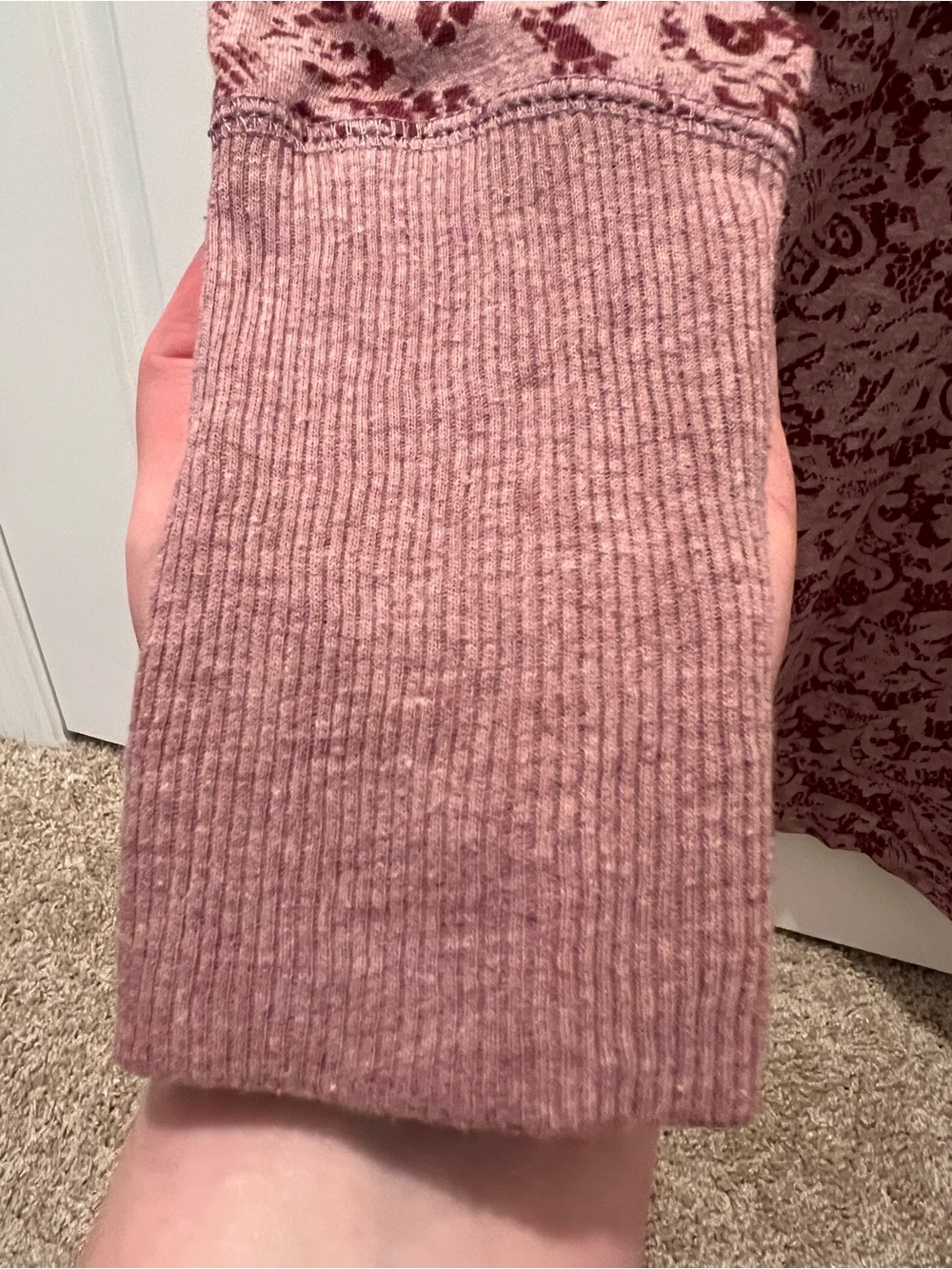Maurices Dusty Rose Floral Jacquard Long Sleeve Knit Top Size Small - Picture 6 of 8